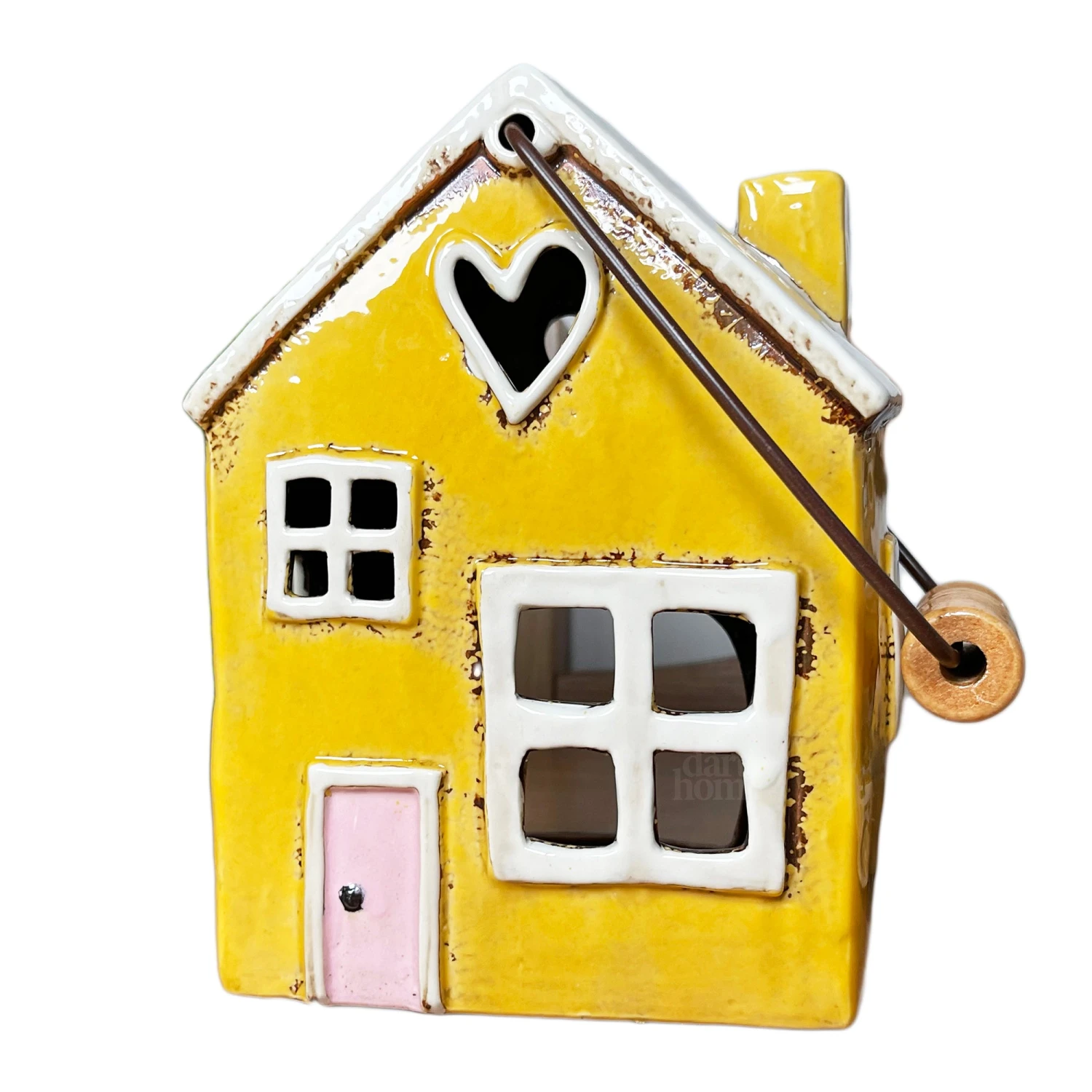 Ceramic Yellow House Hanging Lantern 2 Ceramic Yellow House Hanging Lantern - Image 2