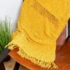 Soft Plaid Ochre Yellow Throw 127cm X 152cm