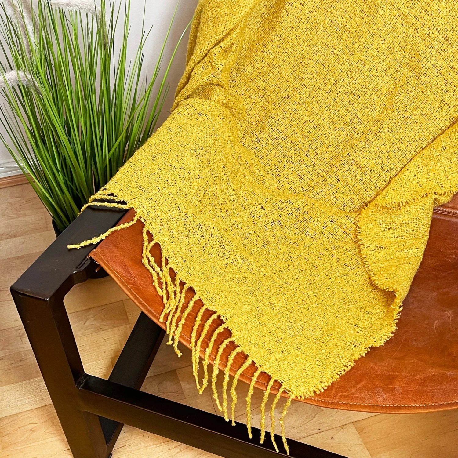 Soft Plaid Mustard Yellow Throw 127cm X 152cm 3 Soft Plaid Mustard Yellow Throw 127cm X 152cm - Image 3