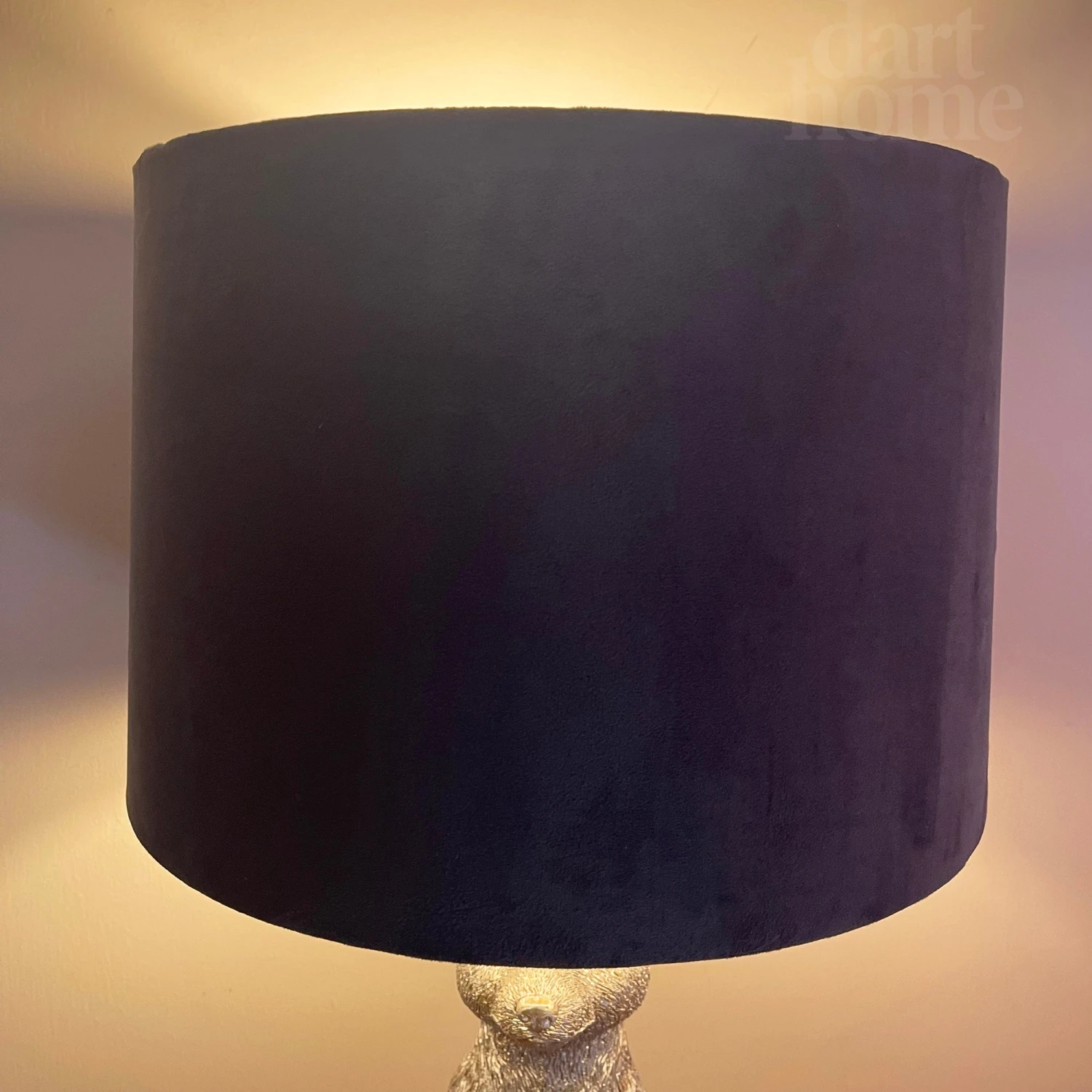 Silver Meerkat Table Lamp With Blue Velvet Drum Shade 5 Silver Meerkat Table Lamp With Blue Velvet Drum Shade - Image 5