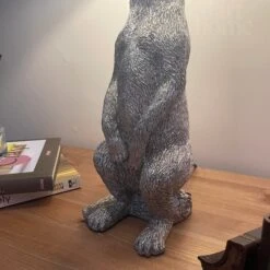 Silver Meerkat Table Lamp With Blue Velvet Drum Shade 8 Silver Meerkat Table Lamp With Blue Velvet Drum Shade -Home Decoration IMG E8777 editedAJ