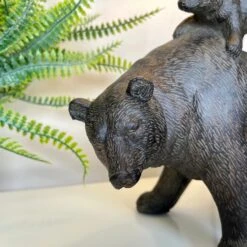 Black Bear Family Lamp With White Drum Shade -Home Decoration IMG E9088