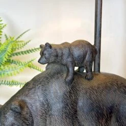 Black Bear Family Lamp With White Drum Shade -Home Decoration IMG E9089