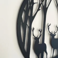 Black Stags In Forest Silhouette Wall Art -Home Decoration IMG E9348 editedAO