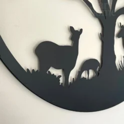 Black Metal Round Tree Deer Silhouette Wall Art -Home Decoration IMG E9353 editedAS