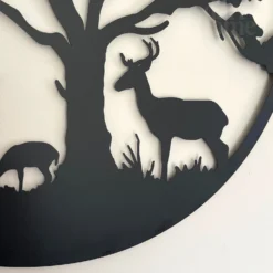 Black Metal Round Tree Deer Silhouette Wall Art -Home Decoration IMG E9354 editedAT