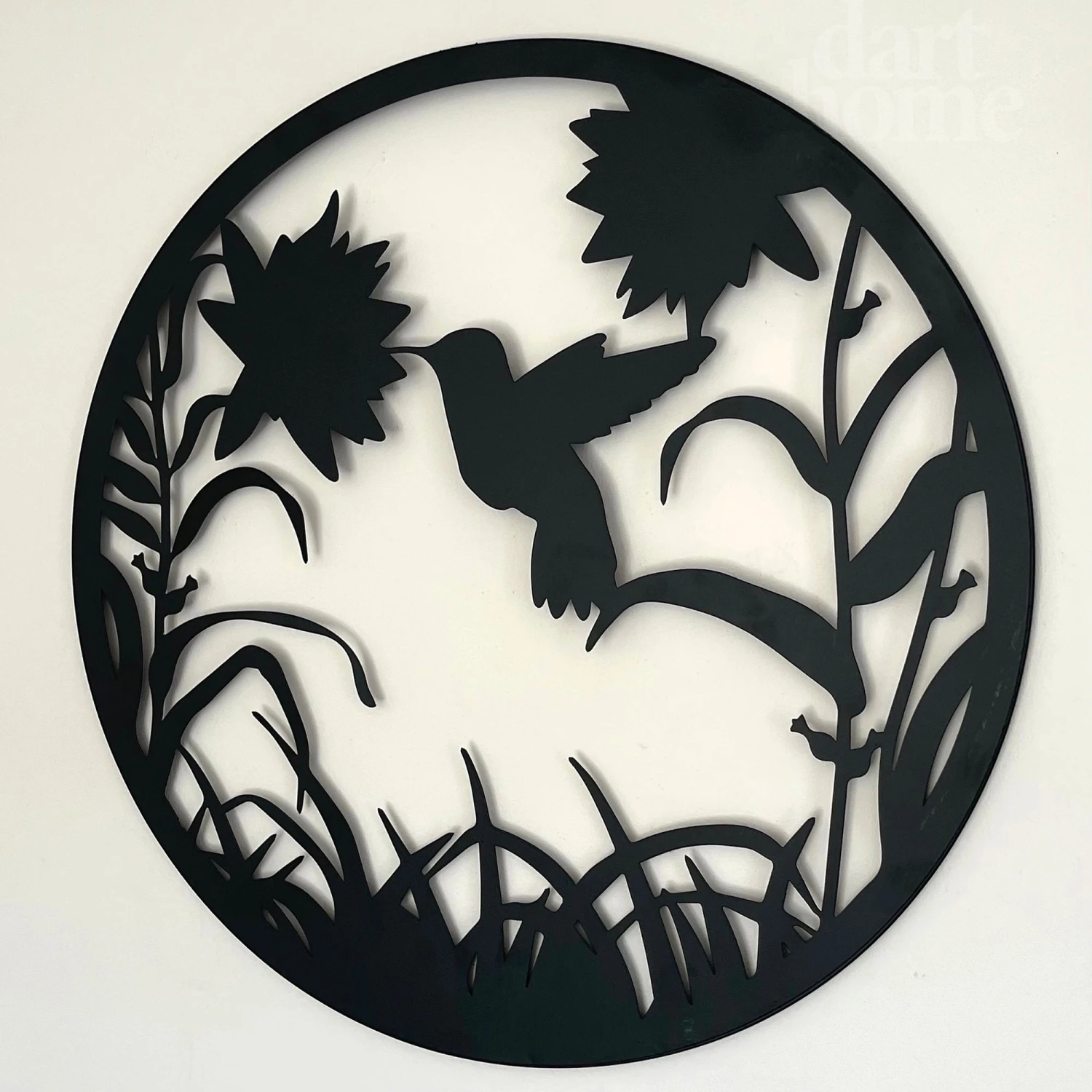 Black Floral Hummingbird Silhouette Wall Art 2 Black Floral Hummingbird Silhouette Wall Art - Image 2