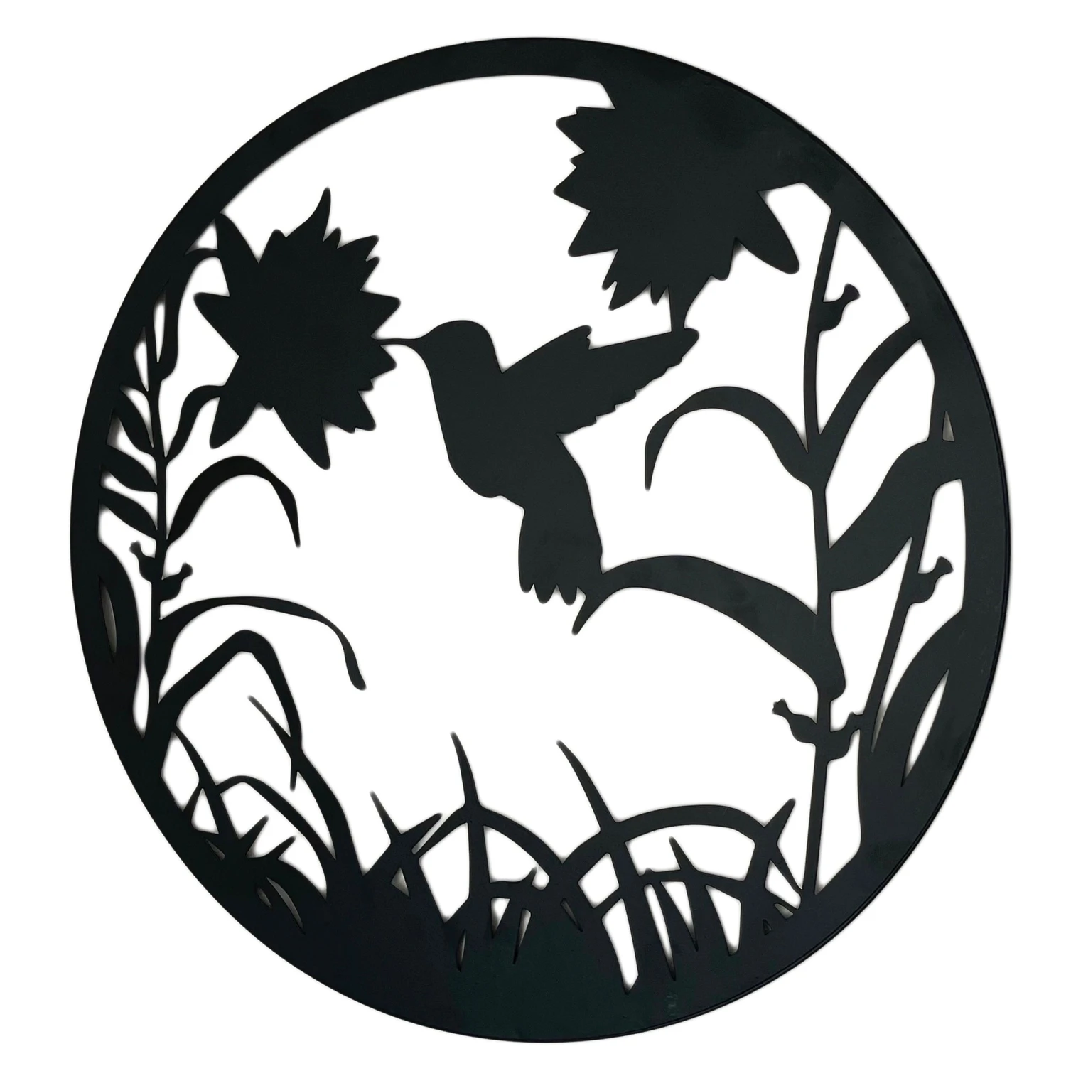 Black Floral Hummingbird Silhouette Wall Art 3 Black Floral Hummingbird Silhouette Wall Art - Image 3