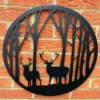 Black Stags In Forest Silhouette Wall Art