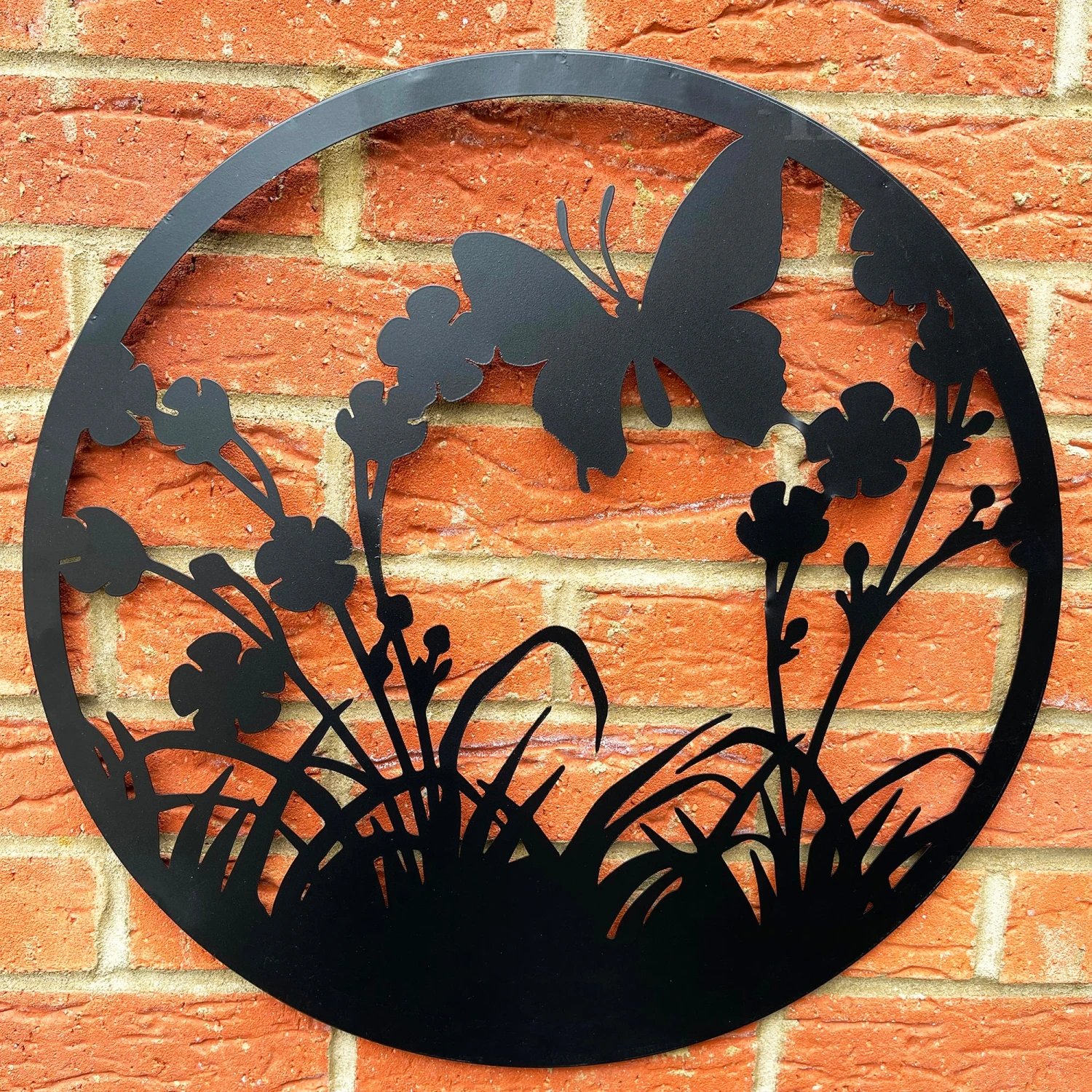 Black Floral Butterfly Garden Wall Art 50cm 1 Black Floral Butterfly Garden Wall Art 50cm