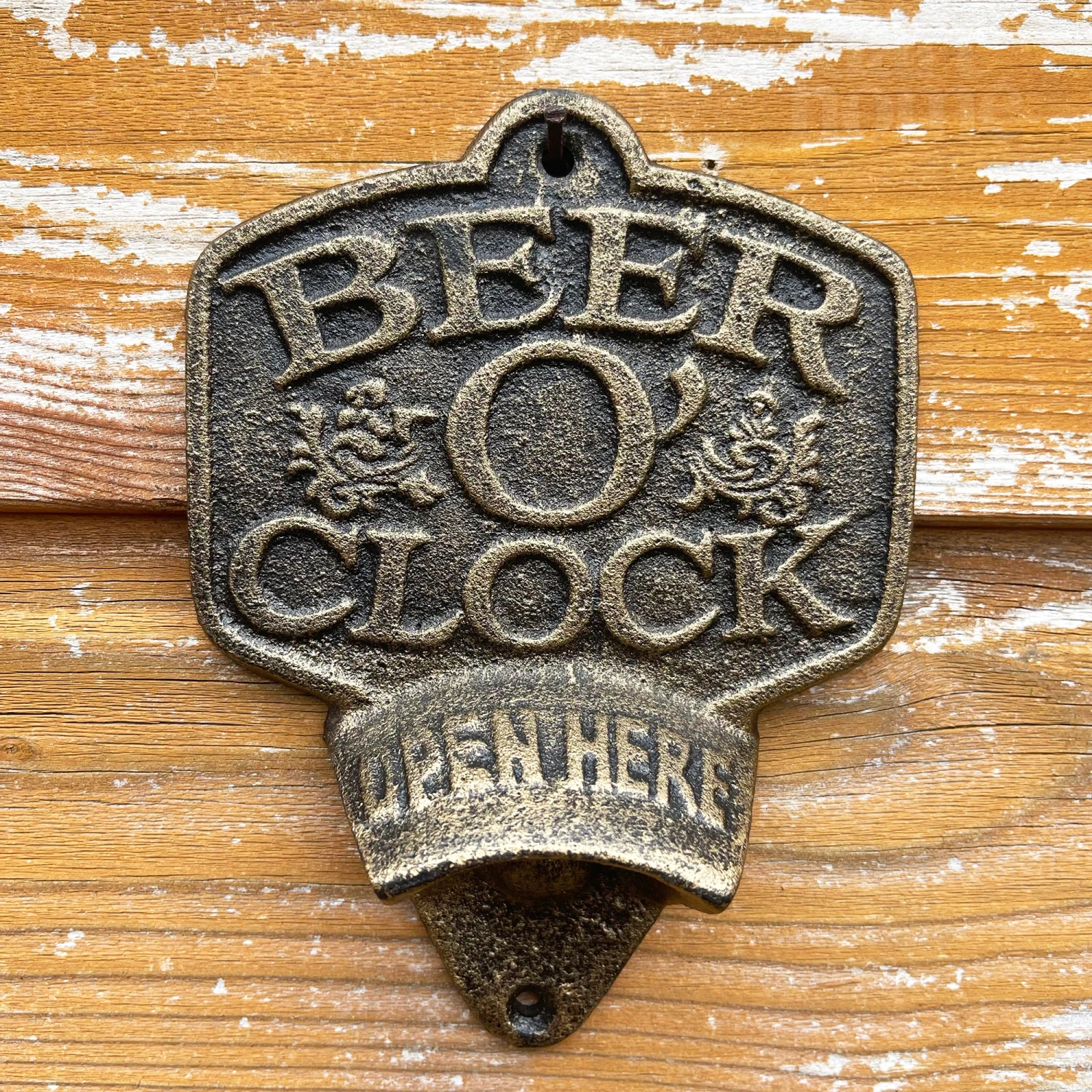 Cast Iron Beer O'Clock Wall Bottle Opener 1 Cast Iron Beer O'Clock Wall Bottle Opener