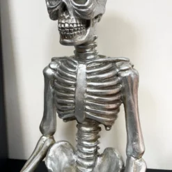 Chrome Silver Meditating Skeleton Ornament -Home Decoration IMG E9596 editedHN
