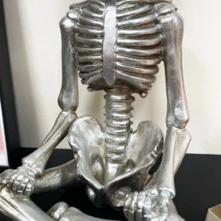 Chrome Silver Meditating Skeleton Ornament -Home Decoration IMG E9597 editedHO