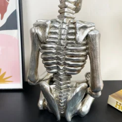 Chrome Silver Meditating Skeleton Ornament -Home Decoration IMG E9600 editedHR