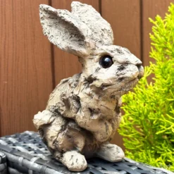 Wood Effect Bunny Sculpture -Home Decoration IMG E9698