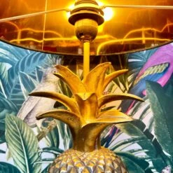 Gold Pineapple Table Lamp W/ Black Fabric Shade -Home Decoration IMG E9745 edited20
