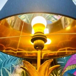 Gold Pineapple Table Lamp W/ Black Fabric Shade -Home Decoration IMG E9746 edited21
