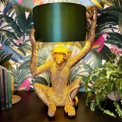 Large Gold Chimp Lamp
