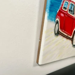 Red Car On Beach Ceramic Tile Wall Art -Home Decoration IMG E9885