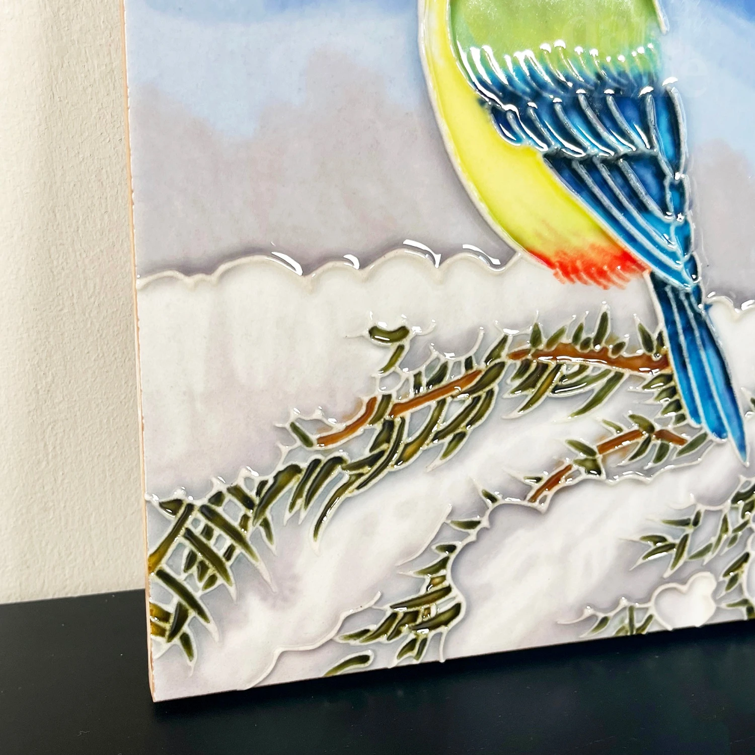 Winter Blue Tit Ceramic Tile Wall Art 4 Winter Blue Tit Ceramic Tile Wall Art - Image 4