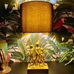 Large Gold Standing Meerkat Mob Table Lamp