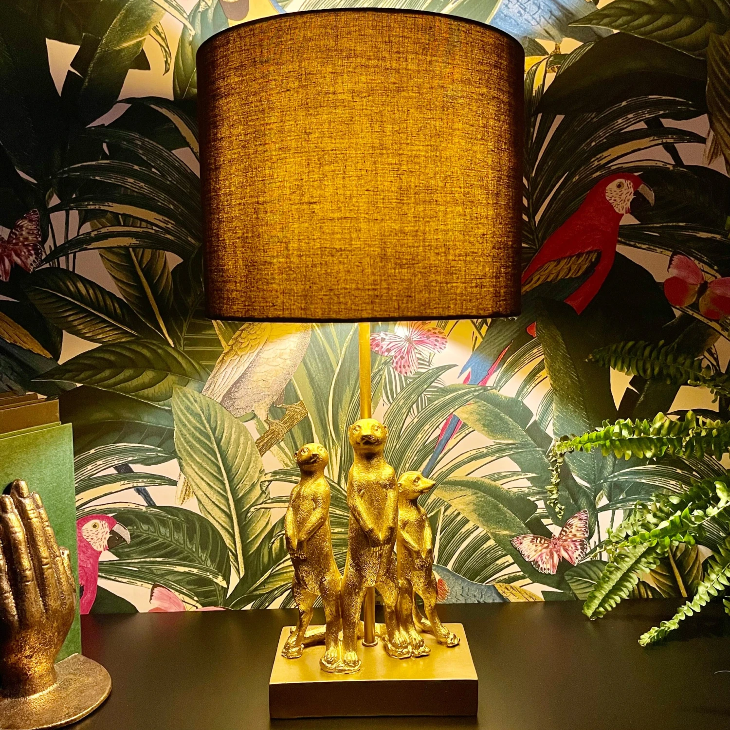 Large Gold Standing Meerkat Mob Table Lamp 1 Large Gold Standing Meerkat Mob Table Lamp