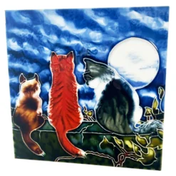 Ceramic Tile Wall Art - Whispering Cats At Night 11 Ceramic Tile Wall Art - Whispering Cats At Night -Home Decoration IMG E9942 editedCHcopy