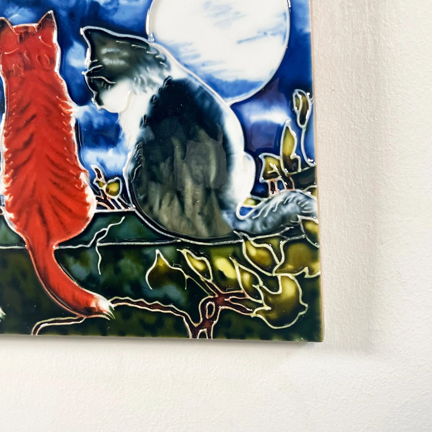 Ceramic Tile Wall Art - Whispering Cats At Night 2 Ceramic Tile Wall Art - Whispering Cats At Night - Image 2