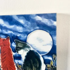 Ceramic Tile Wall Art - Whispering Cats At Night 8 Ceramic Tile Wall Art - Whispering Cats At Night -Home Decoration IMG E9946 editedCL