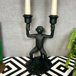 Black Monkey Double Candlestick Holder