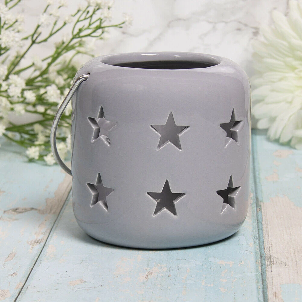 Grey Star Candle Lantern 10cm 1 Grey Star Candle Lantern 10cm