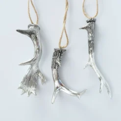 3x Silver Resin Stag Antlers Home Decorative Pendants 12cm